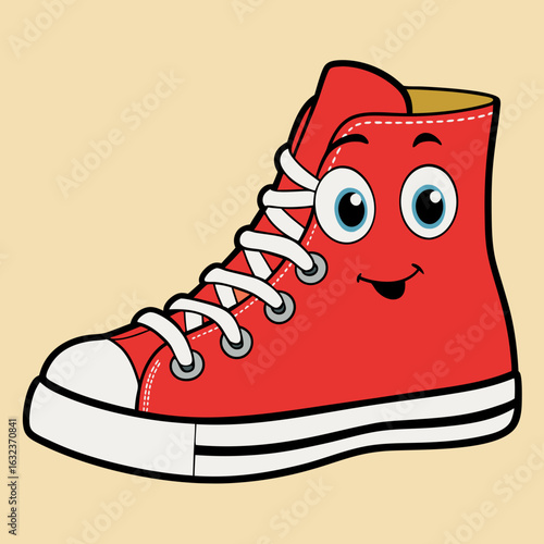 Classic basketball sneakers  shoes Creative vector cartoon illustration