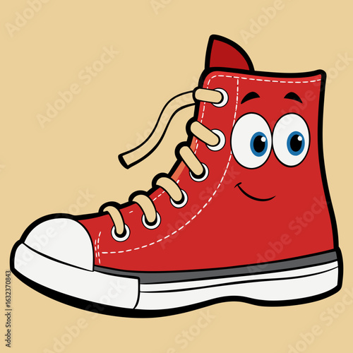 Classic basketball sneakers  shoes Creative vector cartoon illustration