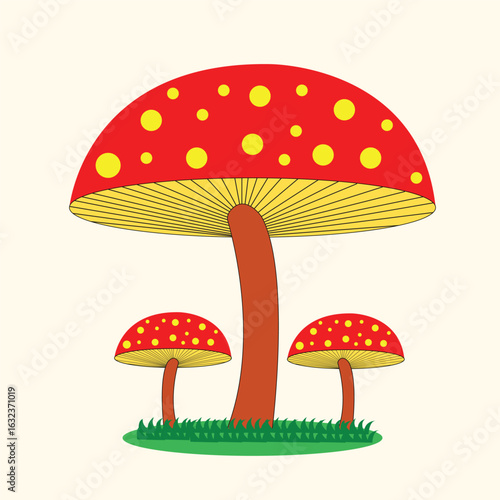 colourful mushrooms on light background