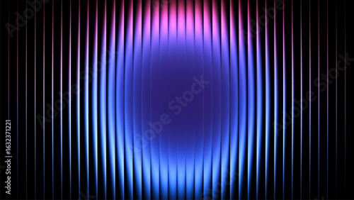 Vibrant circular gradient pattern with ribbed fractal glass texture effect blending blue purple colors. Futuristic background with fluorescent wave effect perfect for creative digital designs. Vector