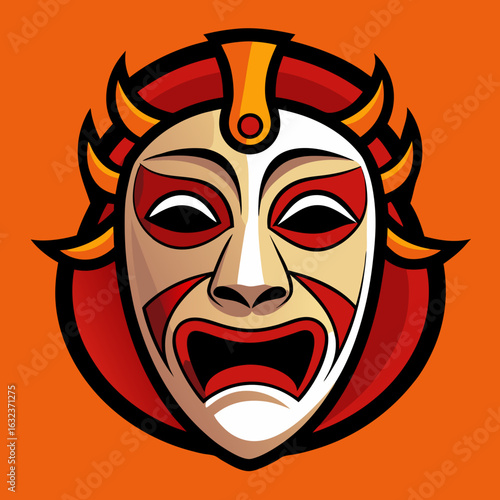 Tragedy and Comedy Masks emoji vector
 editable style mascot logo design