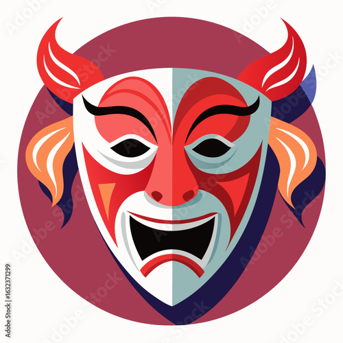 Tragedy and Comedy Masks emoji vector
 editable style mascot logo design