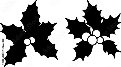 Holly berry black silhouettes set, Set of holly berry, holly berry collections, Vector of holly berry, holly berry silhouette, holly berry isolated on white background