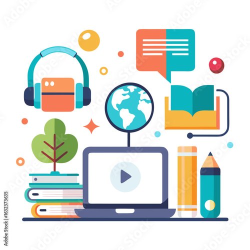 Online education tools vector