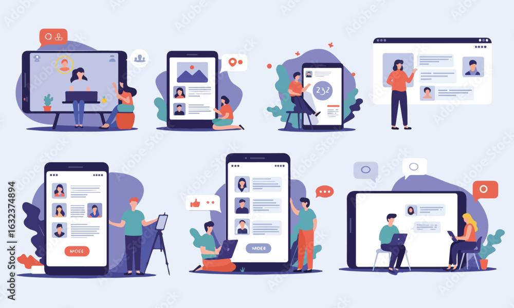 Flat Illustration Of Mobile Prototyping And Digital Teamwork, Suitable For Tech Product Promotion Flat Illustration Of Mobile Prototyping And Digital Teamwork, Suitable For Tech Product Promotion