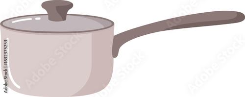 Flat Vector Illustration of a Saucepan