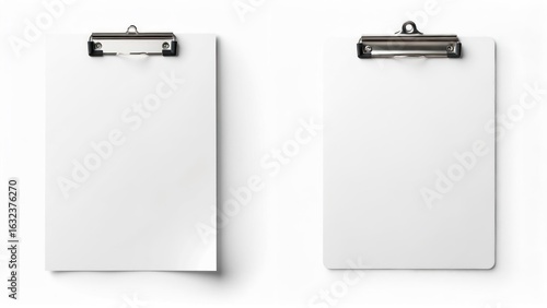 Two blank clipboards on white background