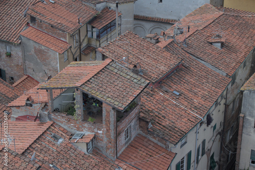 Tejados italianos rojos - Vista desde arriba - Lucca (Luca), Toscana, Italia