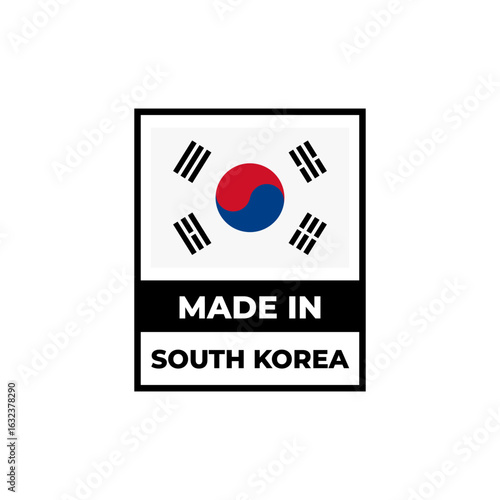 South Korea Manufacturing Label with Flag Icon