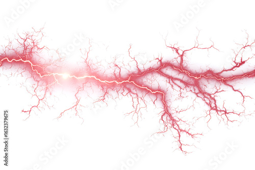 Wallpaper Mural Abstract representation of electric currents with red lightning patterns on a white background Torontodigital.ca