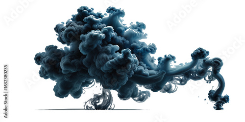 Vivid blue smoke cloud isolated on transparent background. Abstract blue smoke mist fog on a transparent background. Texture background for graphic and web.