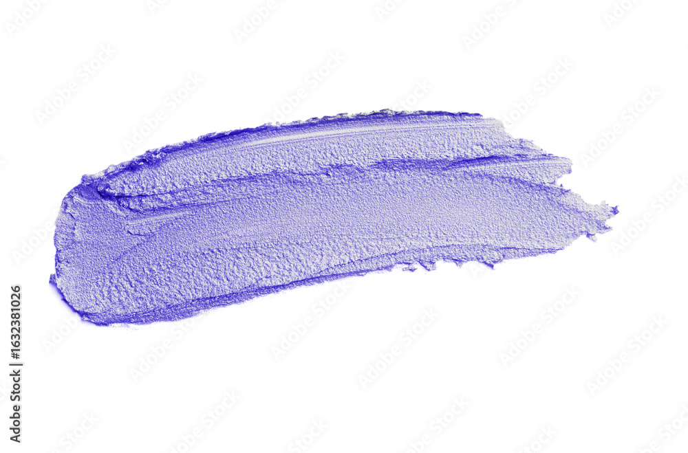 Fototapeta premium Cream eye shadow sample in blue shadow isolated on white, top view