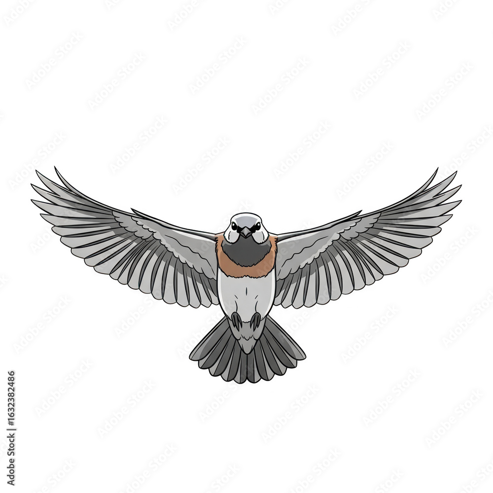 Naklejka premium Bird of prey in flight against a stark black background