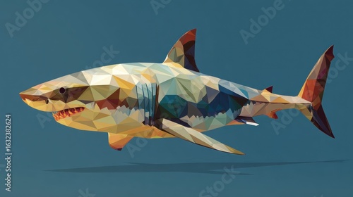 Wallpaper Mural Low-poly shark, vibrant colors Torontodigital.ca