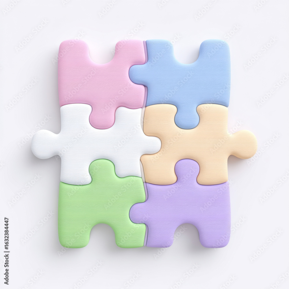 Obraz premium Six puzzle pieces combined into a square