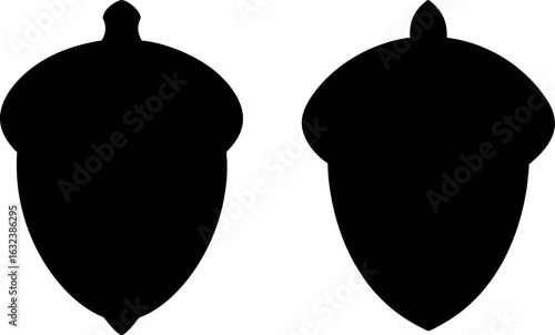 Acorn black silhouettes set, Set of acorns, acorn collections, Vector of acorn, acorn silhouette, acorn isolated on white background