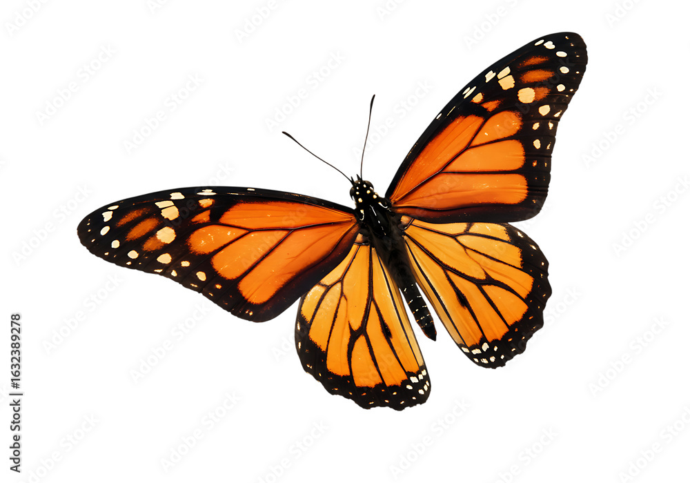 Fototapeta premium Butterfly flying isolated on white or transparent background. PNG