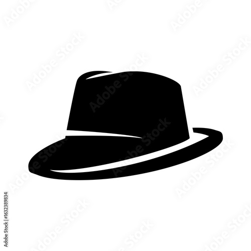 Stylish fedora hat graphic with a classic design evokes vintage fashion and can be used for various retro themes.