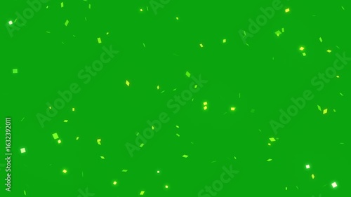 Golden glowing confetti falling animation with green screen overlay template