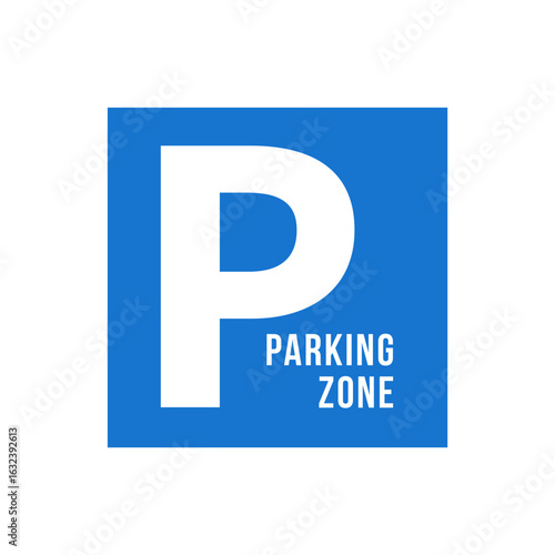 Parking vector icon with P symbol in blue