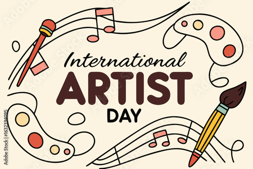 Celebrating International Artist Day with Music Painting and Creativity in a Fun and Whimsical Design celebratory