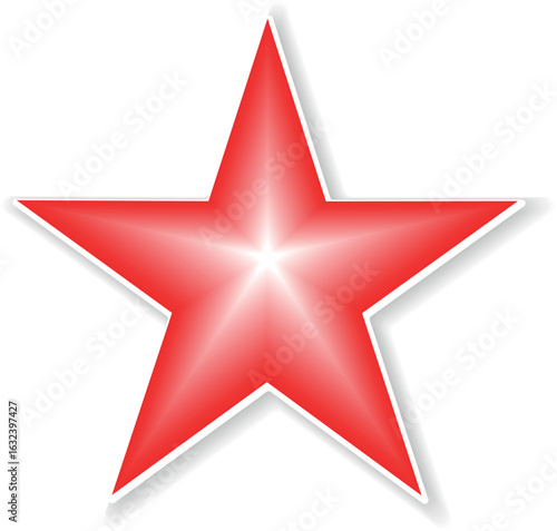 Red star. Green Christmas star isolated on white background. Nice illustration of a 3d look Red star on white background. Star vector collection.