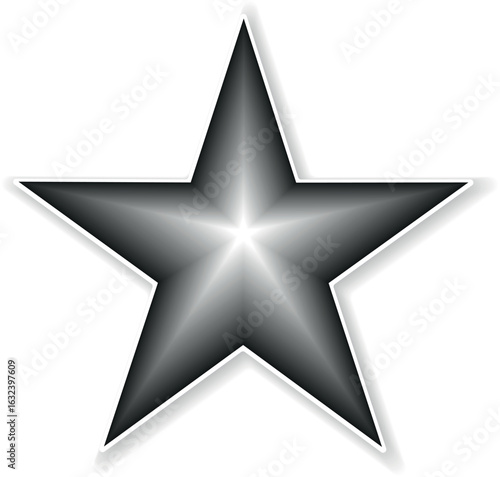 Black and White star. Golden Christmas star isolated on white background. Nice illustration of a 3d look Black and White star on white background. Star vector collection.