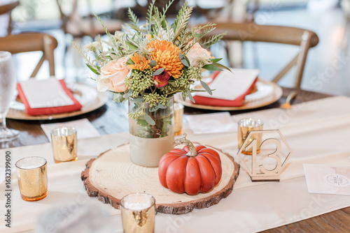 Fall wedding reception table decor.