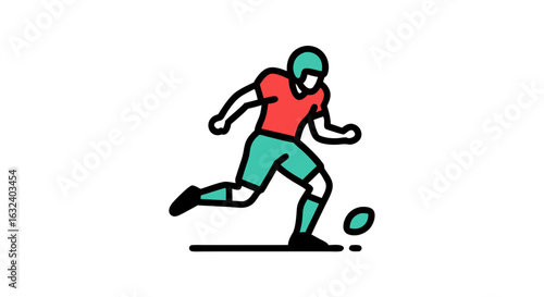Stylized American Football Player in Action Depicting Modern Graphic Design for Sport Enthusiasts