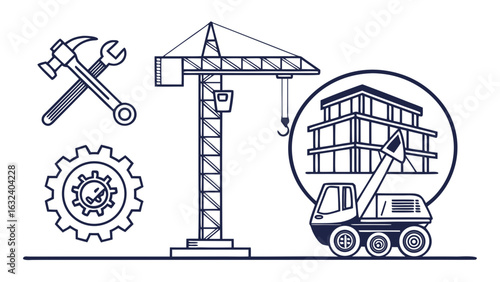 A vector icon set of metal tools including a hammer, wrench, and screwdriver isolated on a white background for construction and repair work