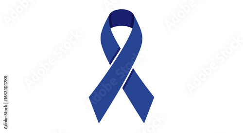 Symbol of Solidarity: A Blue Ribbon to Represent Awareness and Hope on a White Backdrop symbolizing support for important social and health causes