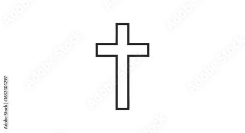A minimalist black and white Christian cross design on a clean white background creates spiritual and simple representation