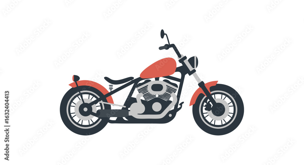 Obraz premium Stylized motorcycle illustration presenting vintage chopper aesthetic and retro motorcycle style design elements, ideal for modern graphics