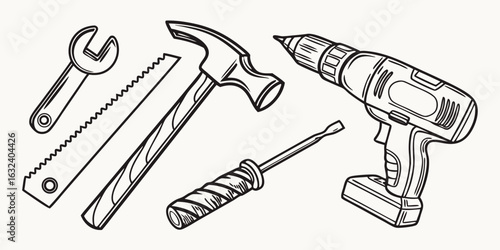 A comprehensive collection of construction tools and equipment icons for building and industry