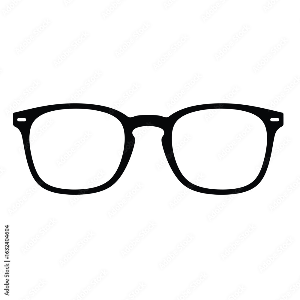 Fototapeta premium Black Silhouette of Eyeglasses on White Background