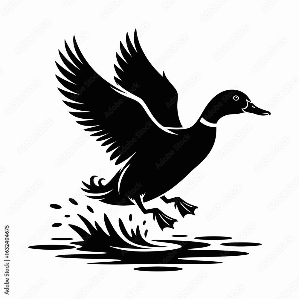 Fototapeta premium black silhouette of a duck
