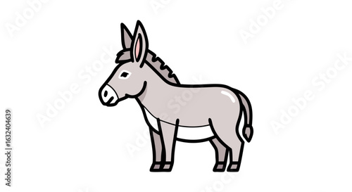 Stylized depiction of a donkey character in light gray, presented as a digital illustration for children's resources and animation projects