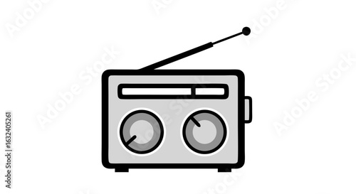 Vintage Aesthetic: A Minimalist Radio Illustration Showcasing Classic Audio Technology 99 words or 99 characters maximum