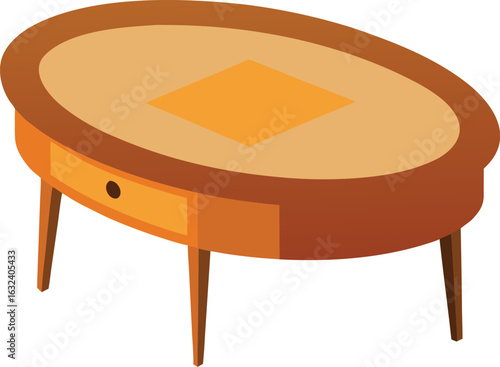 Modern oval coffee table with concealed storage drawer