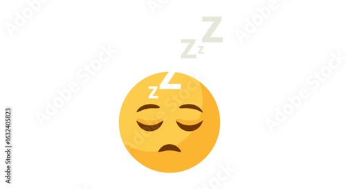 Illustrative depiction of a drowsy emoji conveying exhaustion and need of rest sleepiness feeling asleep  dozing off relaxation dreaminess