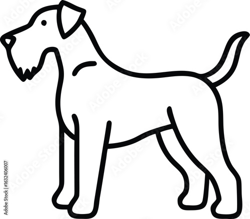 airedale terrier line arts with white background