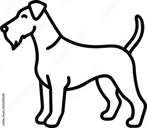 airedale terrier line arts with white background