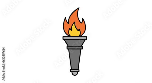Illustration of Flaming Torch Representing Inspiration, Knowledge, and Determination Symbolizes Achievement, Hope and guidance