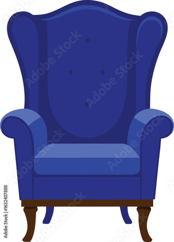 Classic blue armchair furniture illustration