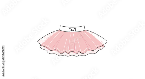Delicate blush-pink tutu with a charming bow perfect for dance or fairytale illustrations
