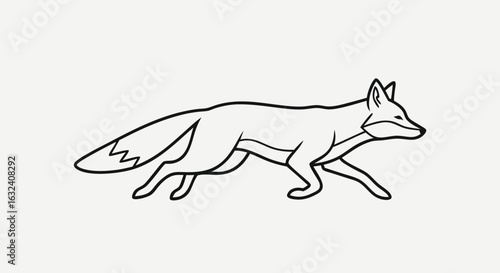 Minimalist fox outline illustration showing graceful movement across a plain backdrop capturing wildlife essence with clarity and style