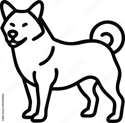 akita shepherd line arts with white background