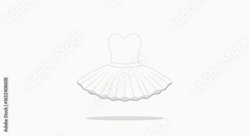 Elegant ethereal: A minimalist illustration of a classic ballerina's tutu symbolizing grace and poise, rendered in soft hues against a clean backdrop