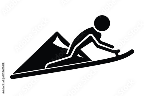 sledding down hill vector icon