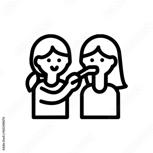 Woman telling secret to another woman in black line art